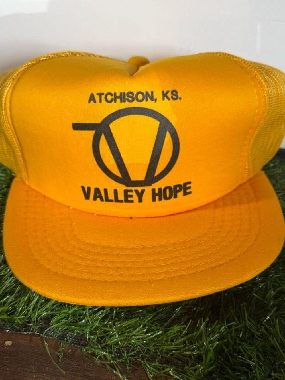 Valley Hope Yupoong Hat Cap Trucker Snap Back Mens One Size Yellow Mesh Back